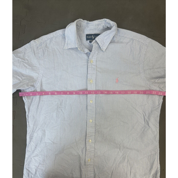 Polo Ralph Lauren Seersucker Short Sleeve Button Down Striped Mens Large Charity - Picture 7 of 10